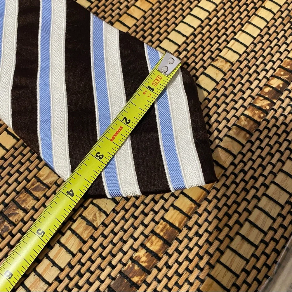 Donald Trump Silk Tie Brown Blue Stripe Classic Mens Neck Tie Hand Made
